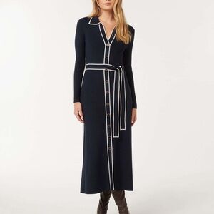 Ever New Clara Elegant Navy Blue Long Sleeve Dress